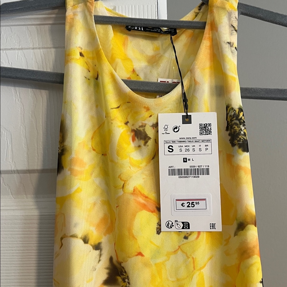 Zara Yellow and Black Floral Dress - Picture 2 of 5